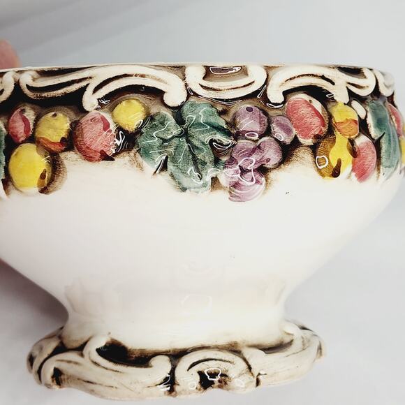 Vintage  Lefton 1958 Ceramic Della Robbia Robia Fruit Dish with Lid - Picture 13 of 15